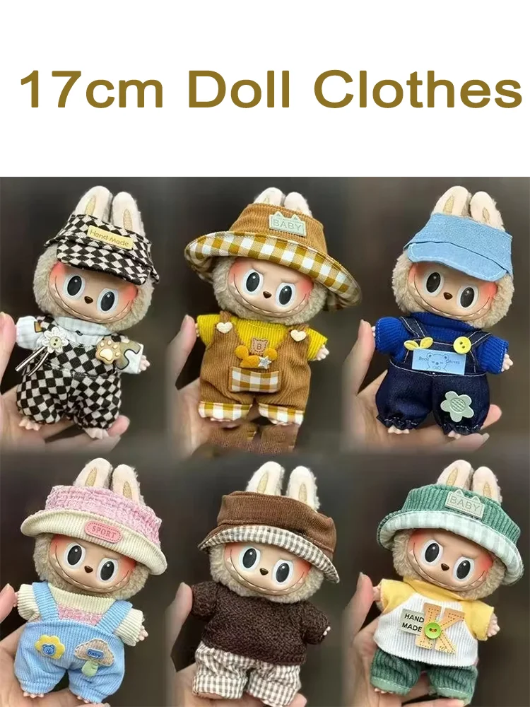 Labubu Doll Clothes For Dolls 15-17 cm Plush  Plush Doll Dress Suit doll accessories Denim Jumpsuit bjd Doll Idol Clothes  EXO