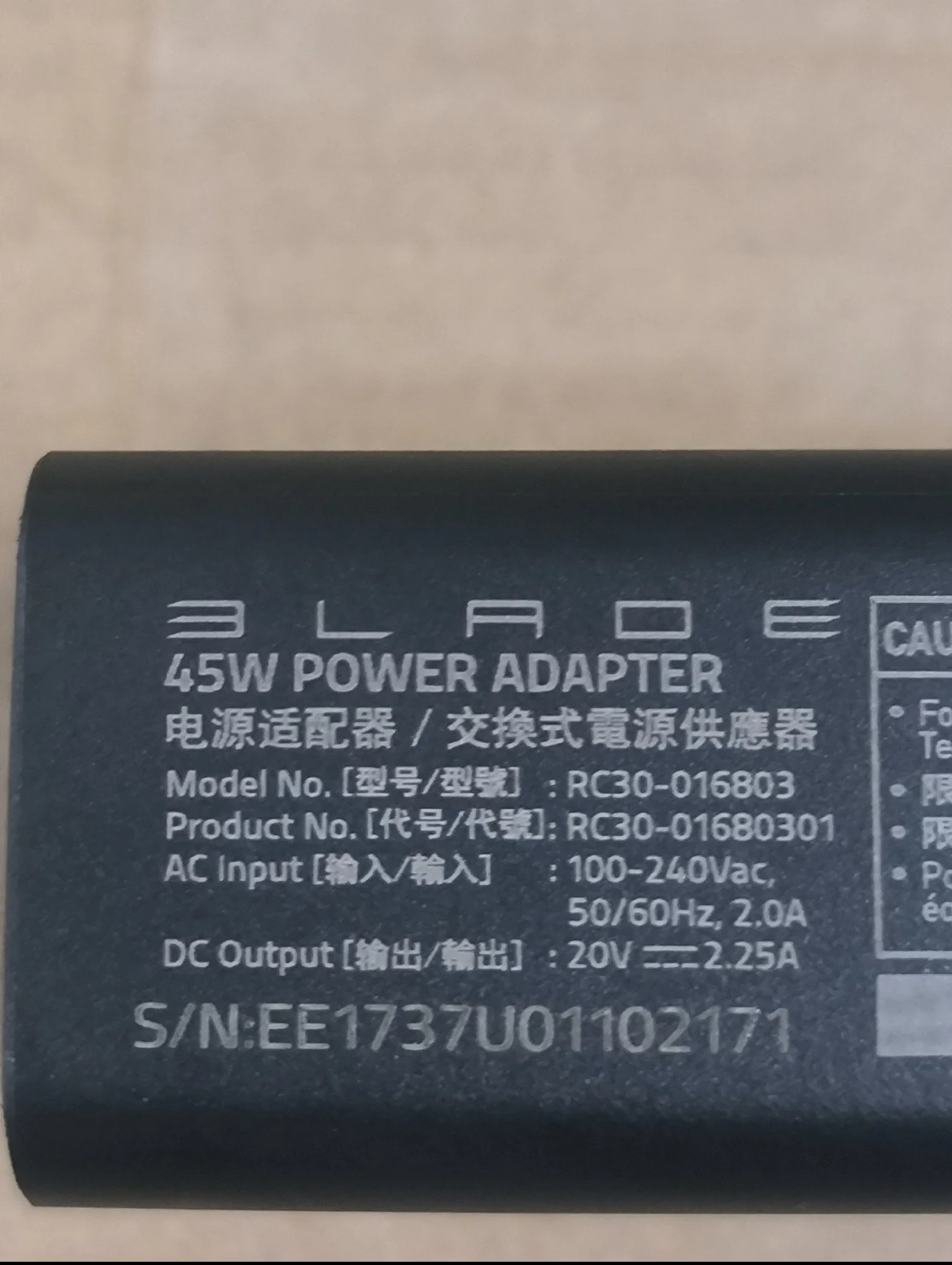 NEW Original 45W Laptop Adapter 20V 2.25A 5V 9V 15V 3A RC30-016803 RC30-01680300 For RAZER RZ09-01682E10 RX09-01682E24 Charger