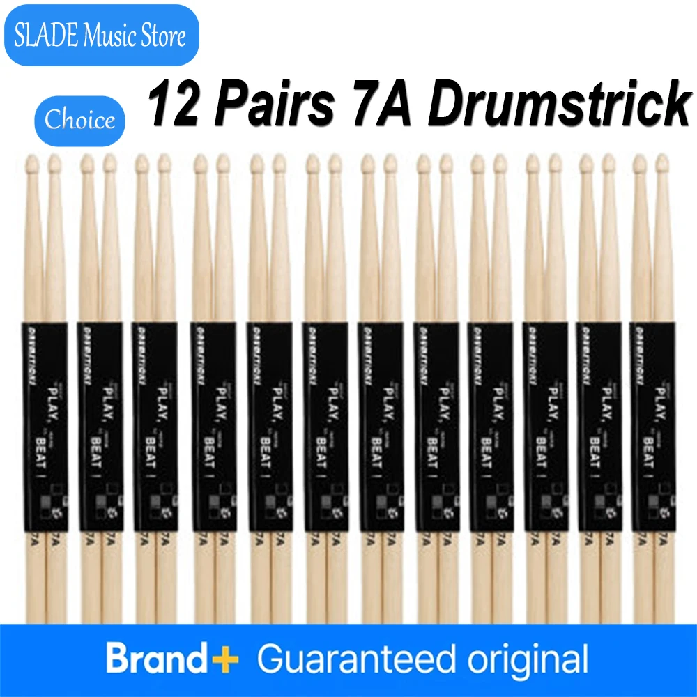 

12 Pairs 7A Drum Sticks Set Maple Wood Drumsticks Drum Racks Professional Percussion Musical Instrument Parts Hand Polish