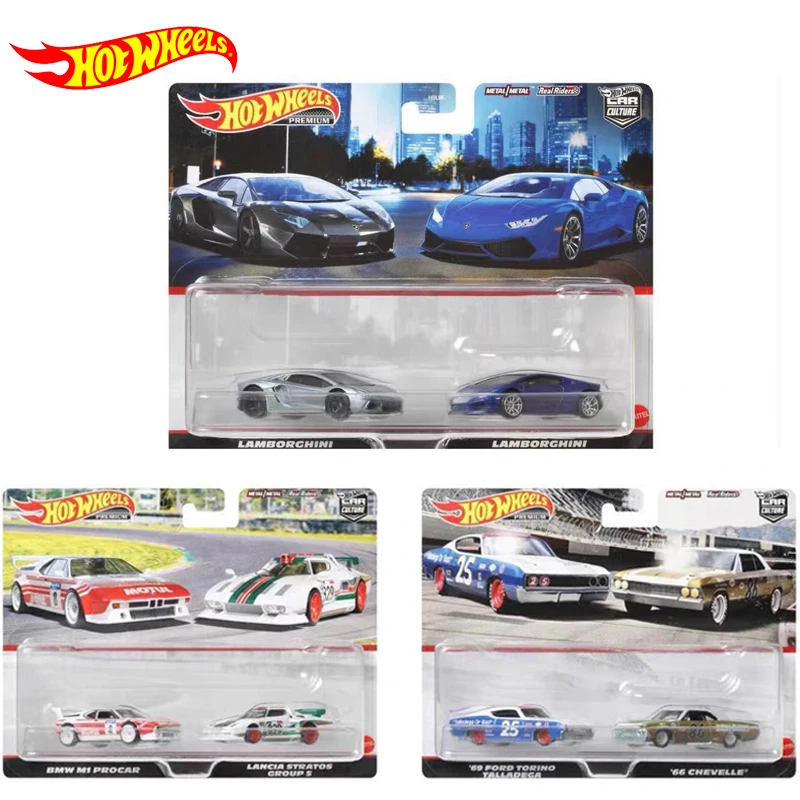 Original Hot Wheels Premium Car 2-pack Diecast 1/64 Vehicles Nissan Skyline Silhouette Pandem Subaru Kids Boys Toys for Children