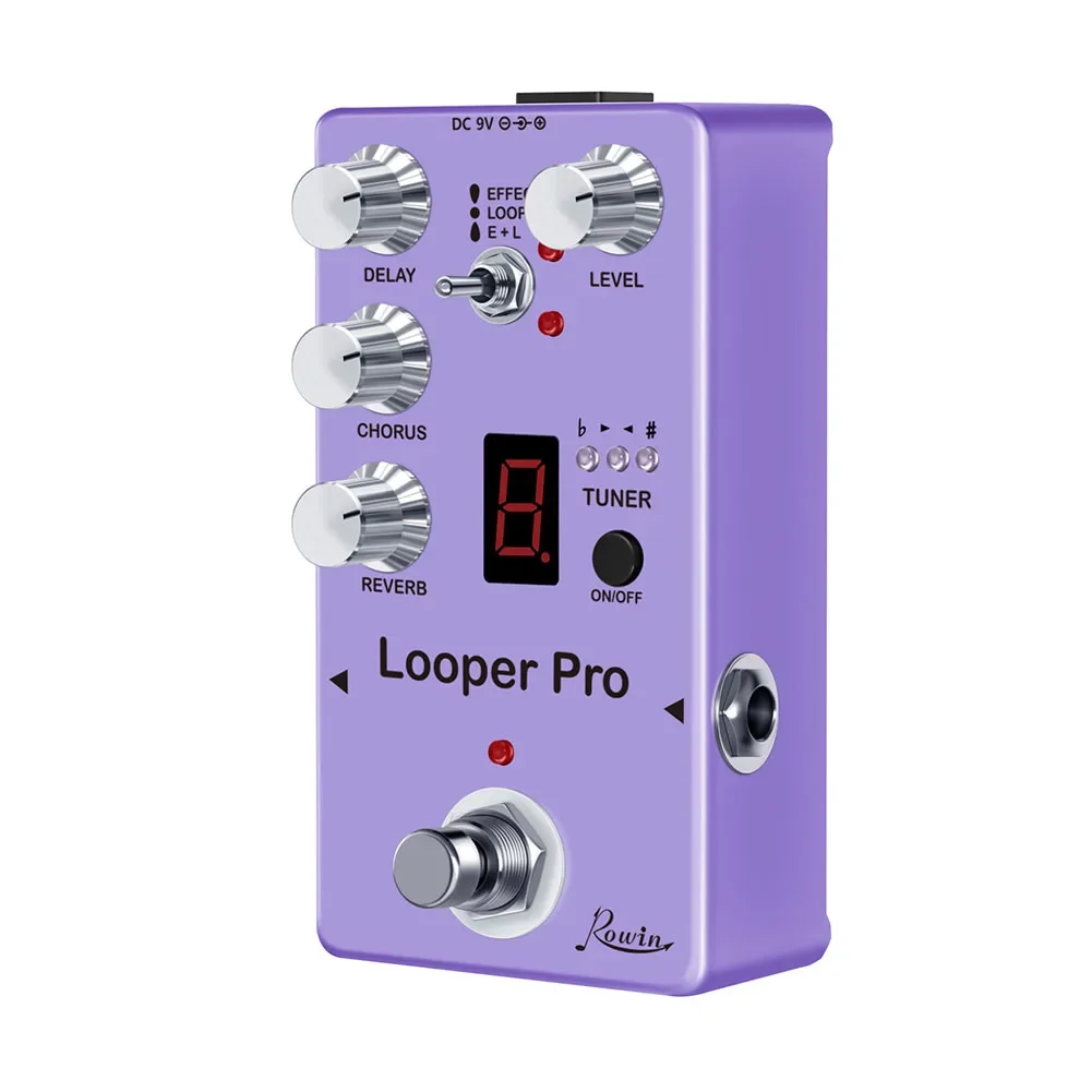 

ROWIN Looper Pro Digital Effect Pedal 40s Loop Recording Reverb Chorus Delay and Tuner Superior Sound Performance