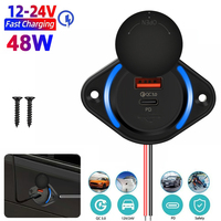 12-24V Car Dual USB charger QC PD Quickly Charger Power Socket Adapter Modified Panel Mount for Cars Boats Buses and RVS