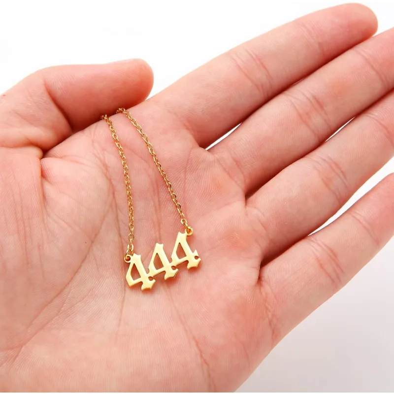 Angel Number Choker Necklace, Lucky number pendant, 18K gold plated , best jewelry gifts for girlfriends, wives, and daughters view 3