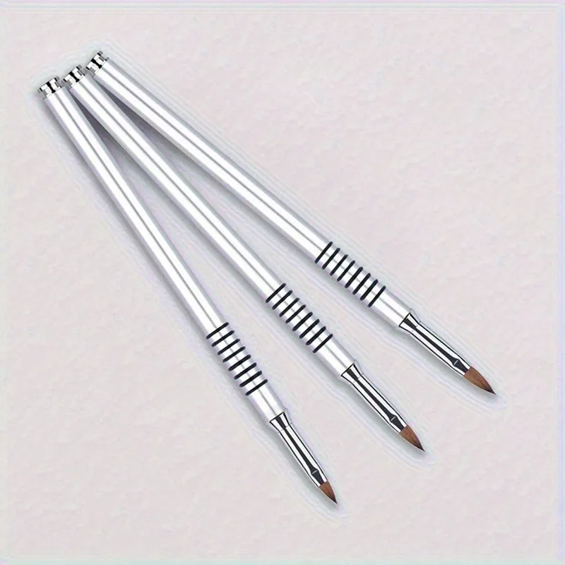 3pcs 3D Nail Brush Light Silver Design Liquid Powder Carving Extension Pen Manicure Nail Tip Flower Drawing Tools