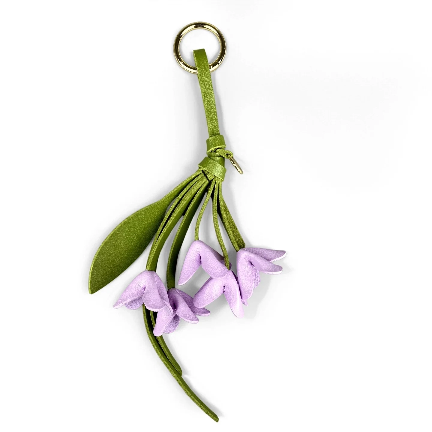 Lila Schmetterling & Blumen Schlüsselanhänger-Set, Niedliche PU-Leder Blumen-Taschenaccessoires für Lila-Liebhaber/Realistische Blüte/Gutes Geschenk – Detail 9