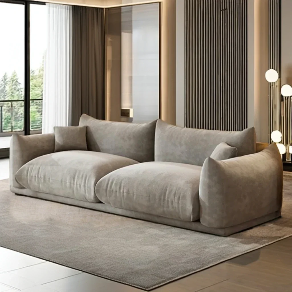 

Nordic Style Lamb Velvet Cloth Sofa Set Modern Simple Design Butter Wind Bread Pattern Modular for Small Apartments Living Room