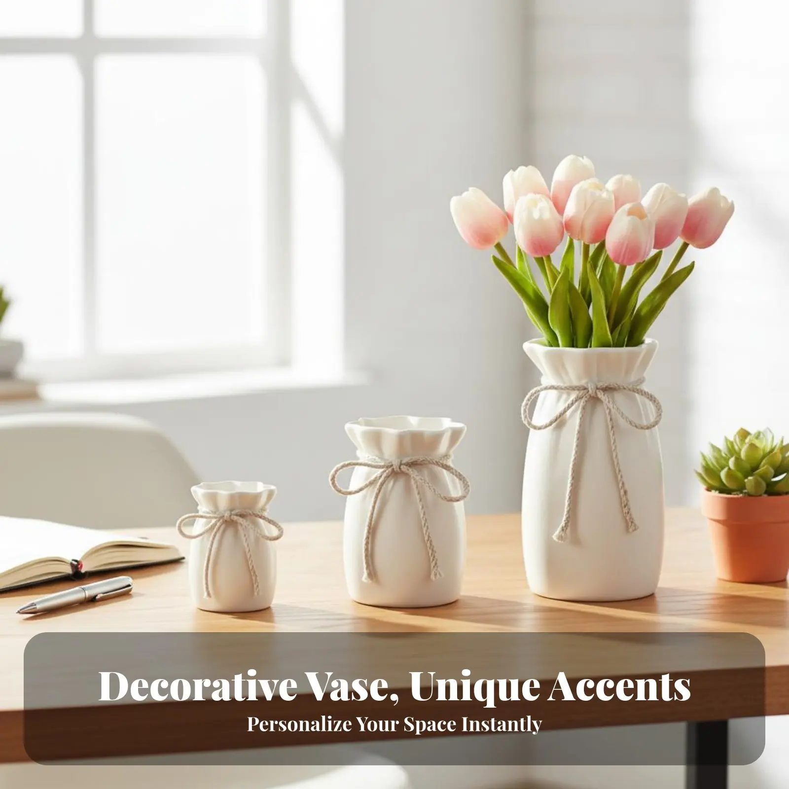 

Imitation Ceramic Vase Shatterproof Plastic Flower Vase Lightweight for Desktop
