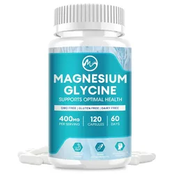 Minch Magnesium Glycinate with Vitamin D3 B2 High Absorption Supplement   400mg Max Gluten-Free For Adults