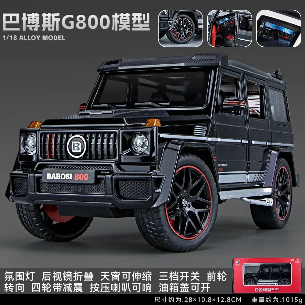 1:18 Mercedes Benz Brabus G800 hohe Simulation Druckguss Metall legierung Modell Auto Sound Licht zurückziehen Sammlung Kinder Spielzeug Geschenk