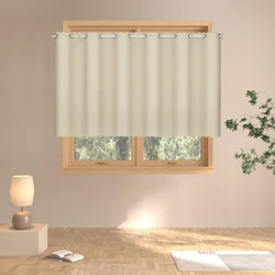 A Beige Non-Transparent Woven Short Curtain for Home Use, Lace Art Curtain Suitable for Cabinet Decorations