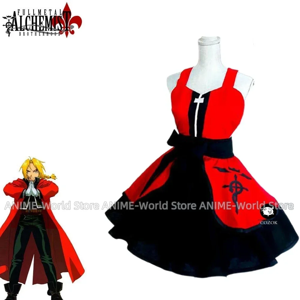 

Anime Fullmetal Alchemist Cosplay Costume Edward Elric Women lolita Dress Kimono Cosplay Costume Halloween cosplay B