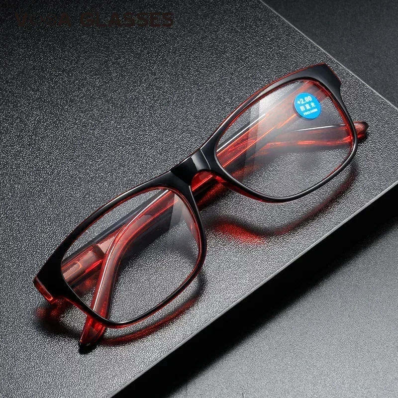 Square Computer Presbyopic Eyeglasses Anti Blue Light Reading Glasses Fashion Women Men Clear Spring Legs Frame Eyewear