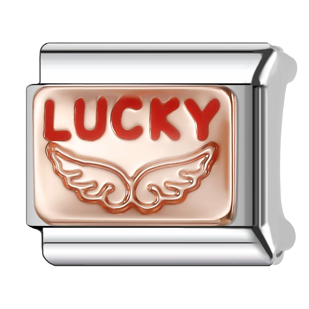 Trusta 2024 New Romantic Heart Lucky Nana Charm Italian Links 9mm Bracelet Stainless Steel for Women DIY Jewelry Wholesale N022