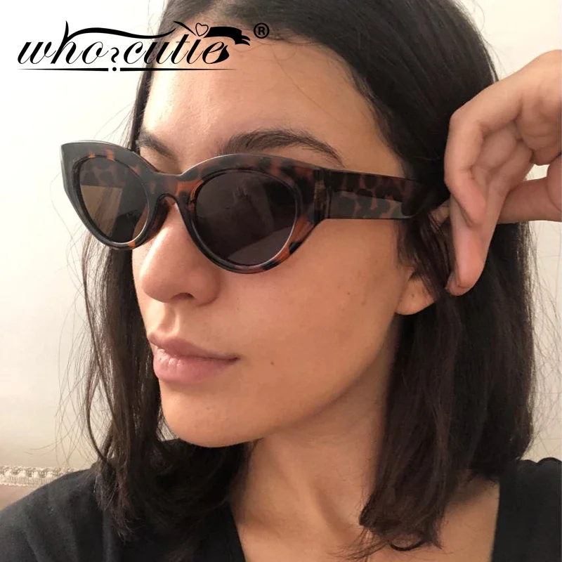 WHO CUTIE 2025 Oval Sunglasses Women Brand Designer Vintage Leopard Frame Oval Lens 90S Cat Eye Sun Glasses Sunny Shades OM561B