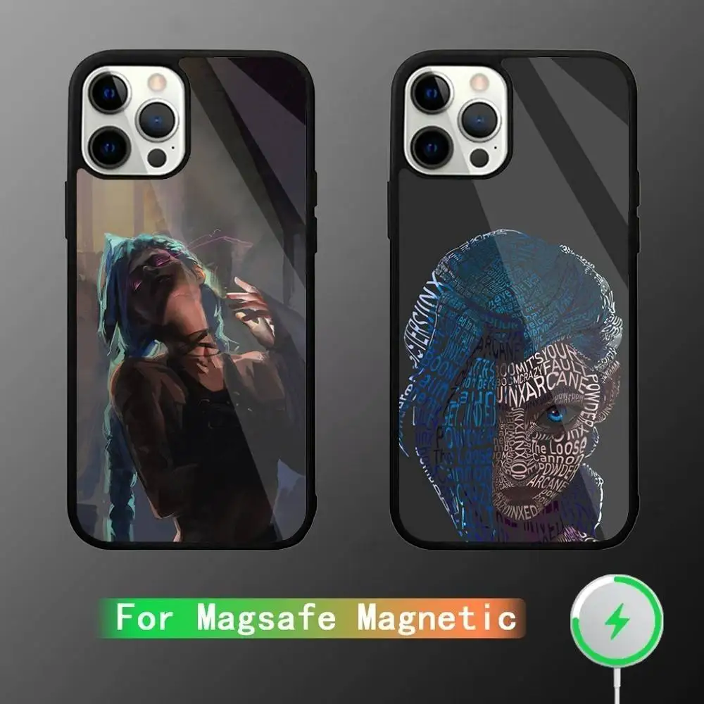 

Anime Arcane Jinx Vi Phone Case For iPhone 16,15,14,13,12,11,Pro,Max,Plus,Mini,SE New Magsafe Magnetic Wireless Charging