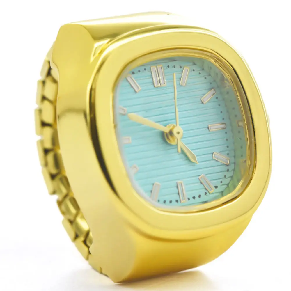 Simple Square Finger Ring Watch Quartz Movement Alloy Band Elegant Accessory For Couple Student Personal Style - view 4