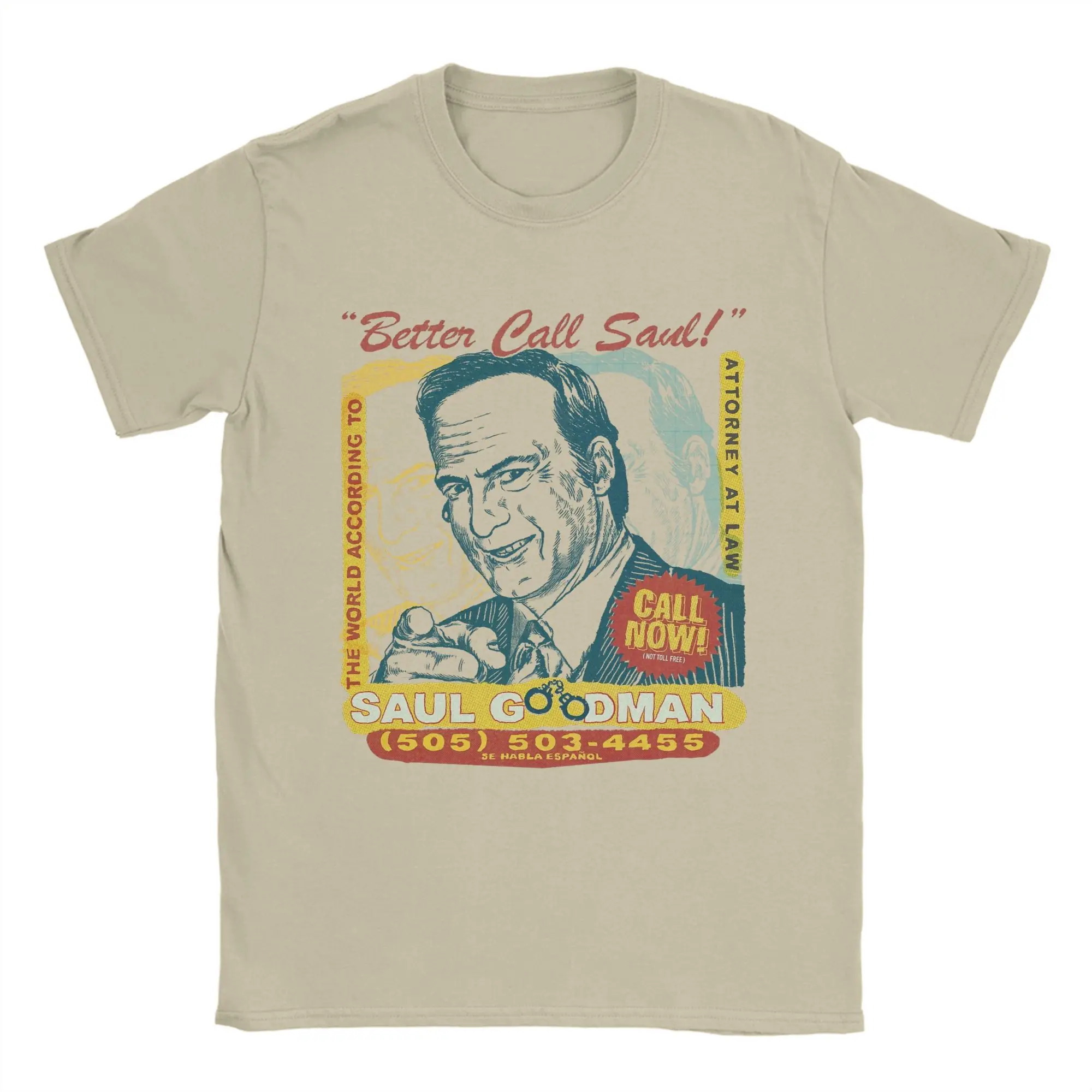 The World according to Saul Goodman commercial T Shirt Men's  Pure Cotton T-Shirts Better Call Saul Tees Clothes Plus Size