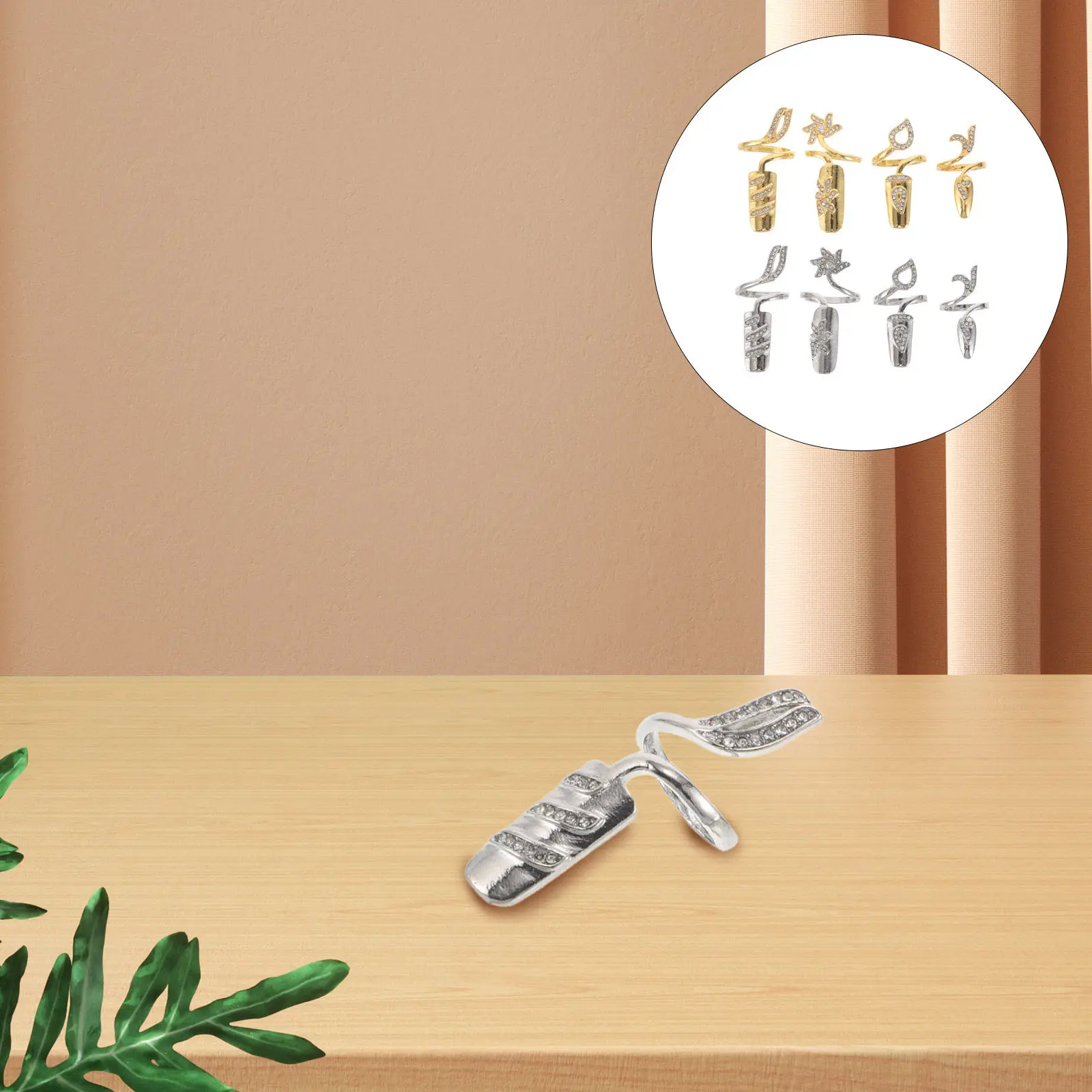 

Набор из 8 регулируемых колец для ногтей для женщин, легкие и удобные украшения для маникюра из сплава, декоративные кольца для кончиков пальцев