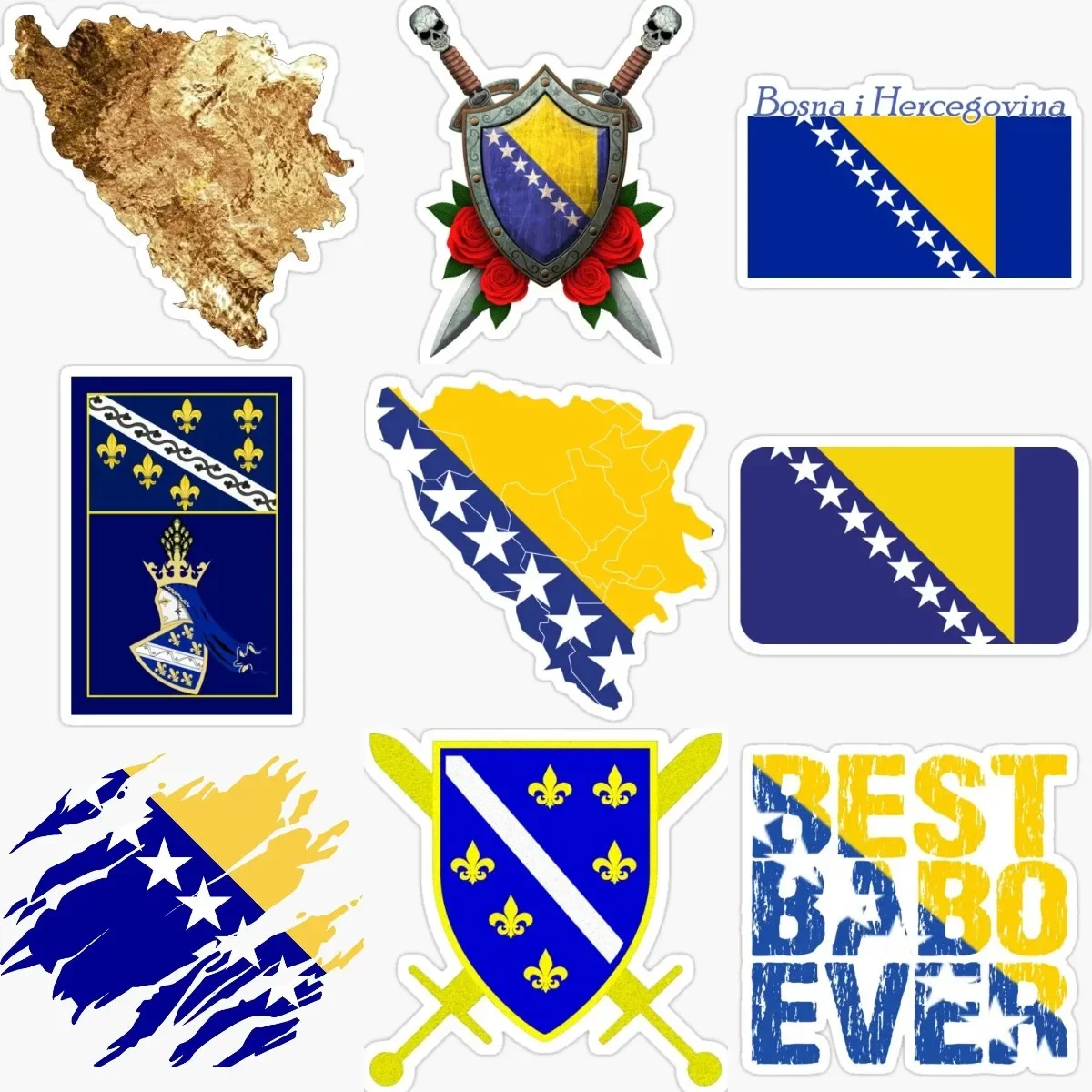 

BIH Bosnia and Herzegovina Flag Map Emblem Creative PVC Accessories Stickers for Decorate Car Motorcycle Wall Window Helmet