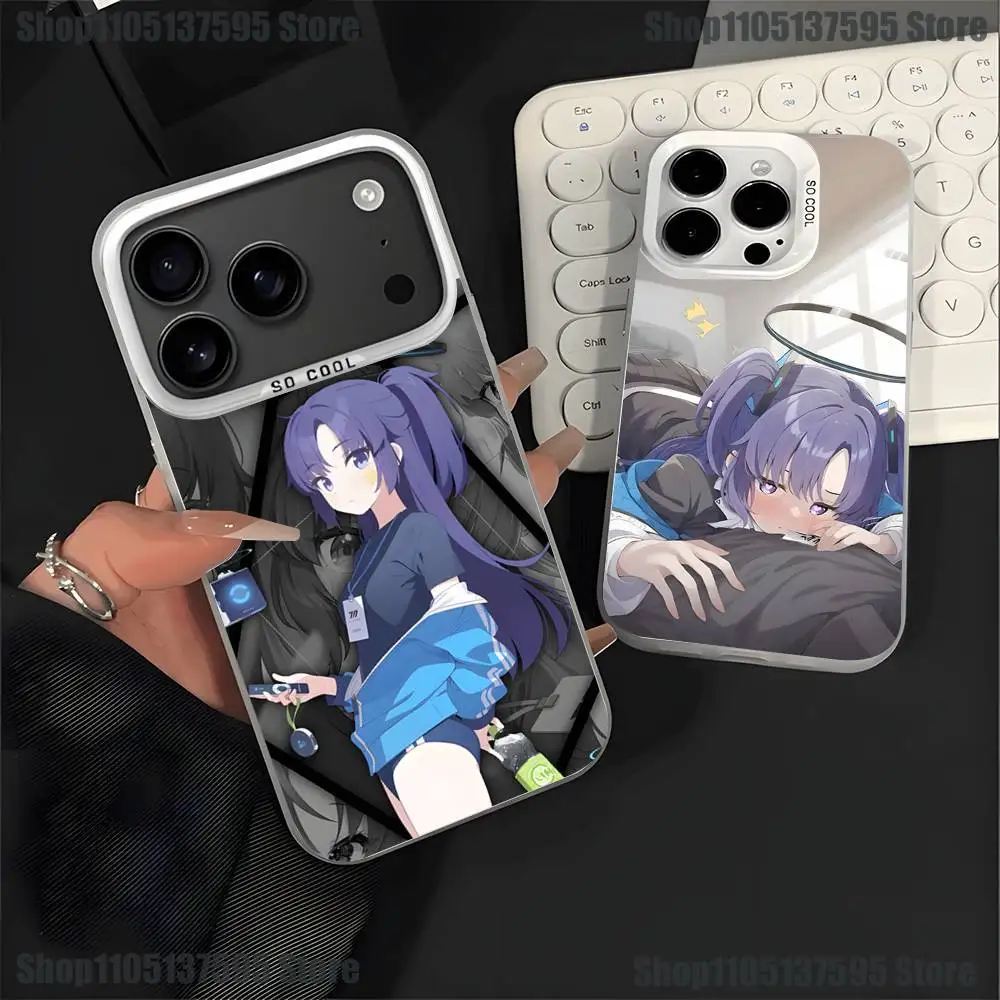 Hayase Yuuka-funda de teléfono azul A-Archive para iPhone 17,16,15,14,13,12,11,Pro,XS,Max,Plus,Mini,SE4,E, funda blanca mate a prueba de golpes