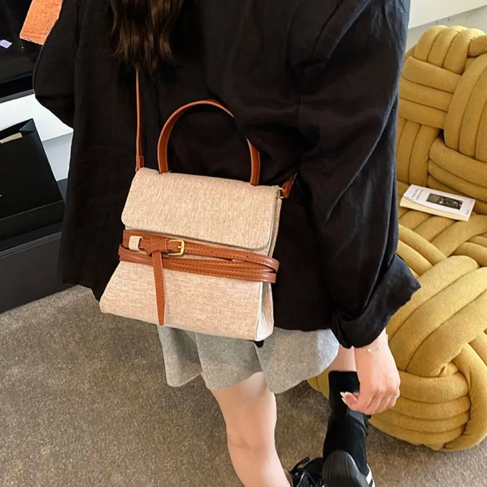 

Большая вместительная женская сумка с клапаном, винтажная сумка на плечо в корейском стиле с ремешком, нишевая дизайнерская тканевая сумка-ведро в стиле ретро для женщин/девочек