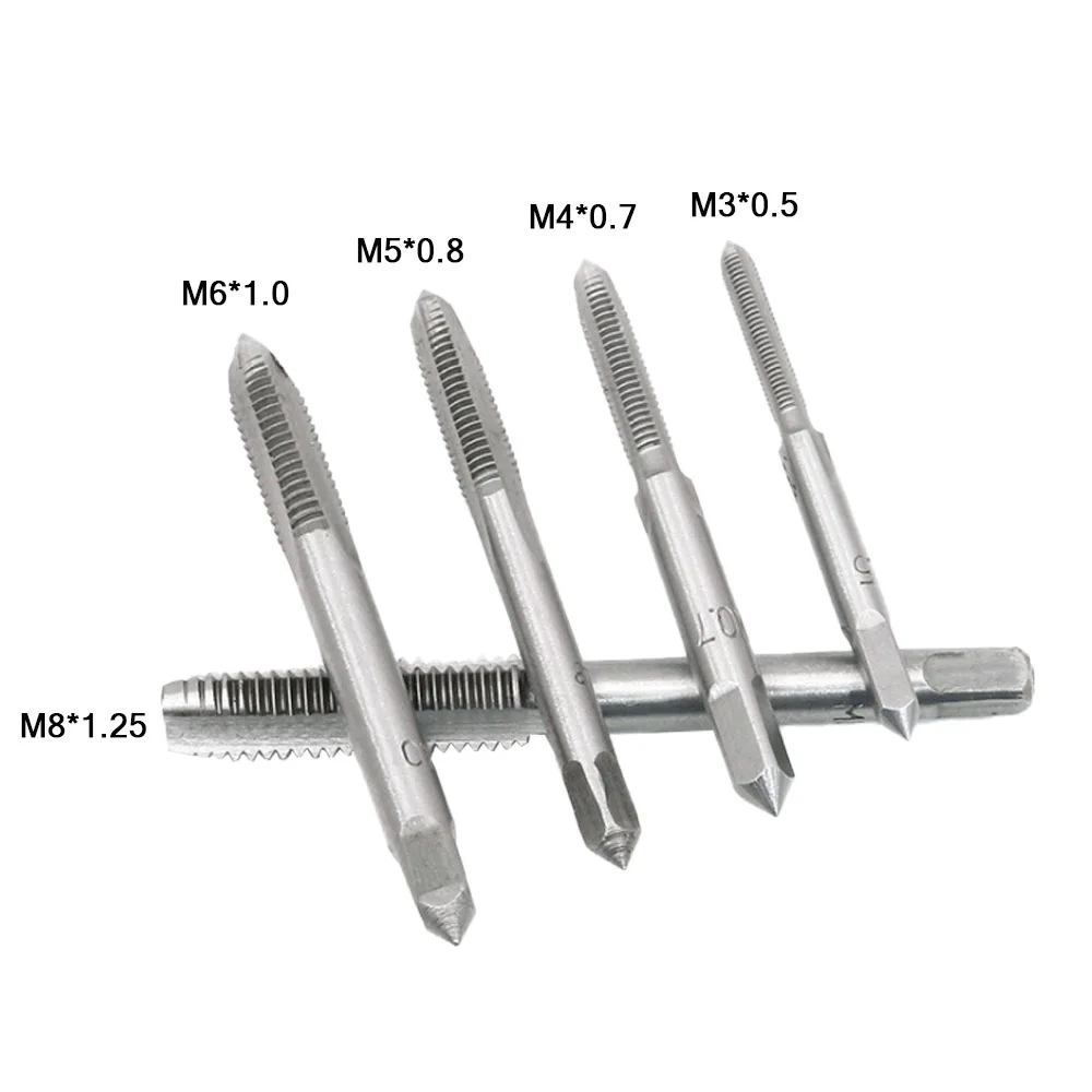 M3/M4/M5/M6/M8 Set di rubinetti con punte elicoidali e chiave 5 pz/set T tipo macchina vite manuale maschi filettati alesatore viti per trapano a