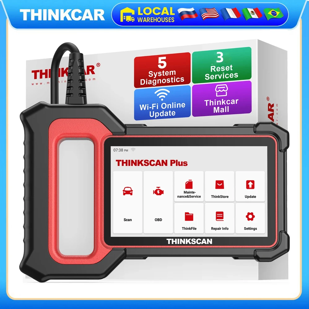 Thinkscan Plus OBD2 스캐너, 평생 무료 업데이트, Thinkcar 진단 도구, 10,000 + 자동차 코드 리더 커버, S7, S6, S5, S4