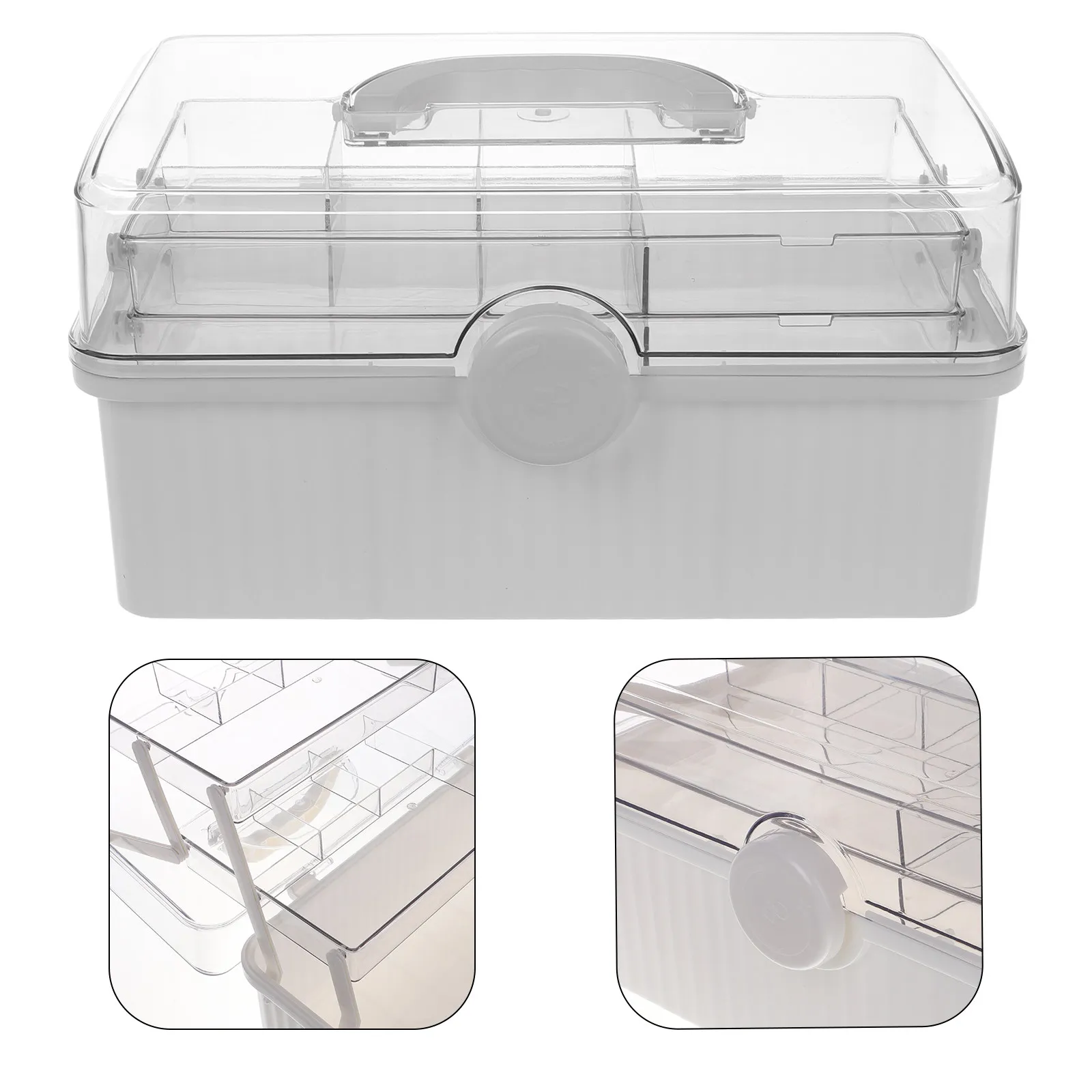 

Large Capacity Portable Medical Box Organizer Handheld Medicine Storage Case Multipurpose Desktop Organizer Travel First Aid Kit