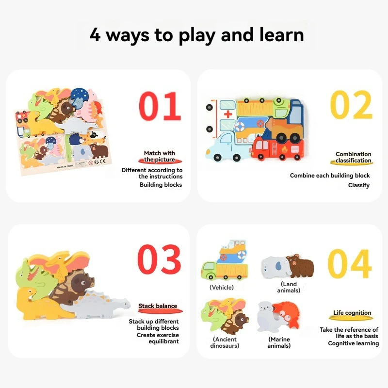 Kids 4-in-1 Puzzle Board – Montessori-Inspired Educational Toy for Hand-Eye Coordination, Shape & Color Recognition