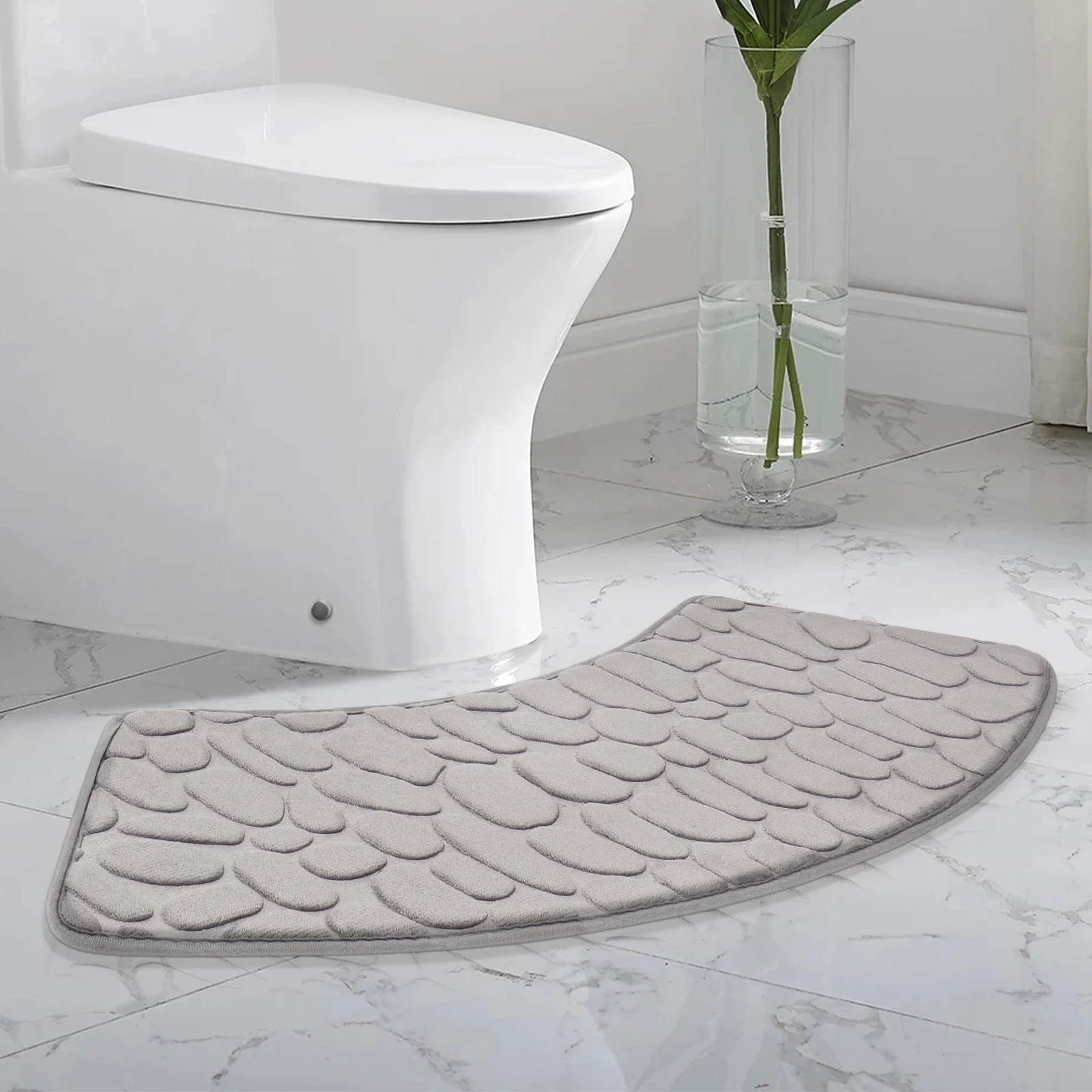 Curved Bathroom Rug for Circular Shower,Non-Slip Soft Suction Fan Shower Mat Washable Bathroom Carpet Corner Bathtub Floor Carpe