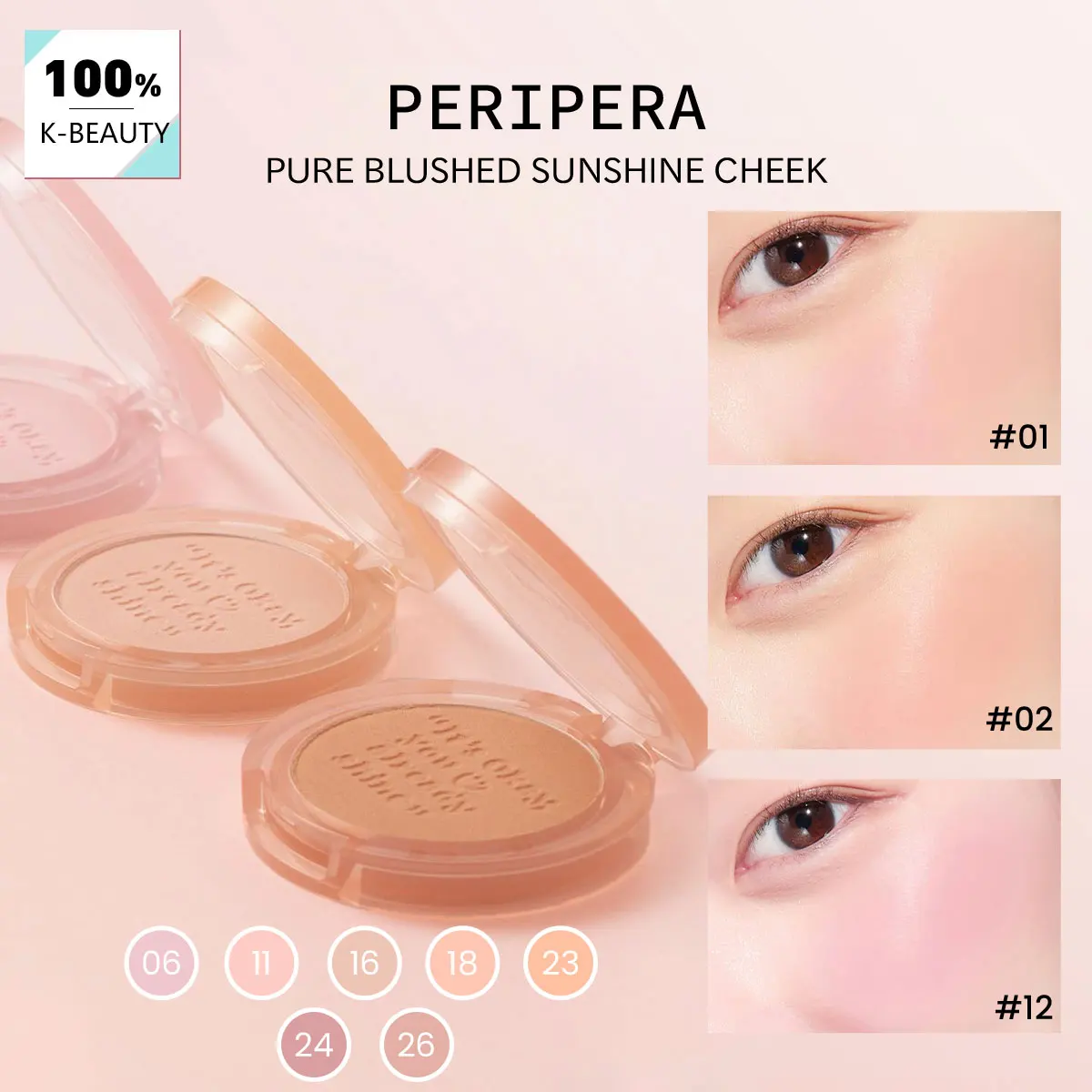PERIPERA PURE BLUSHED SUNSHINE CHEEK,Natural Healthy Glow,Luxury Makeup,Soft-Focus Matte Finish,Korean Cosmetic,Korean Makeup