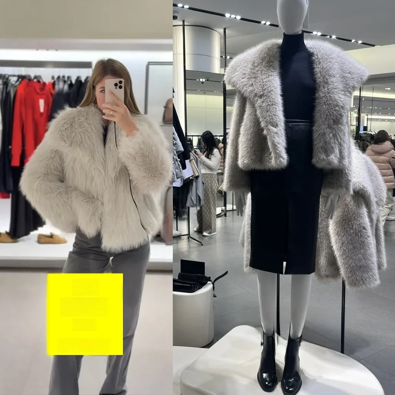 

Loose Casual Artificial Fur Jaet Women's Outerwear Large Size Long Sve Korean Sle Commute Wind Regular Length Coat