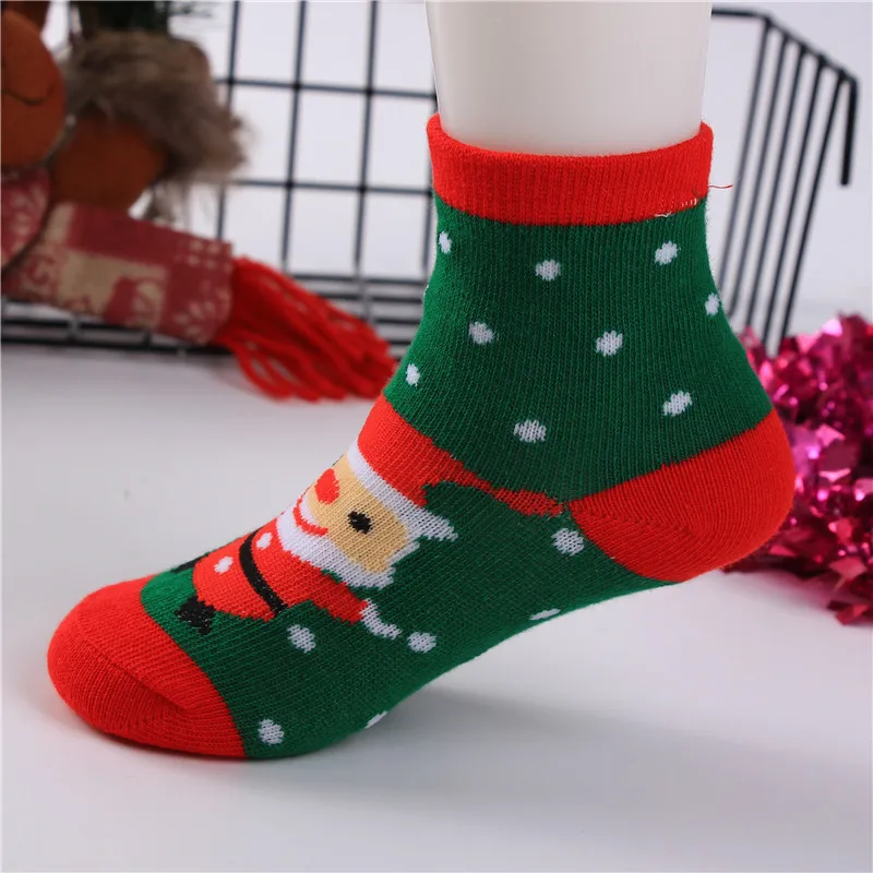 1-9Years Winter Cotton Kids Socks Warm Thick Red Christmas Sock Set 5 Pairs/pack Cute Cartoon Girls Boys Children Socks Lot