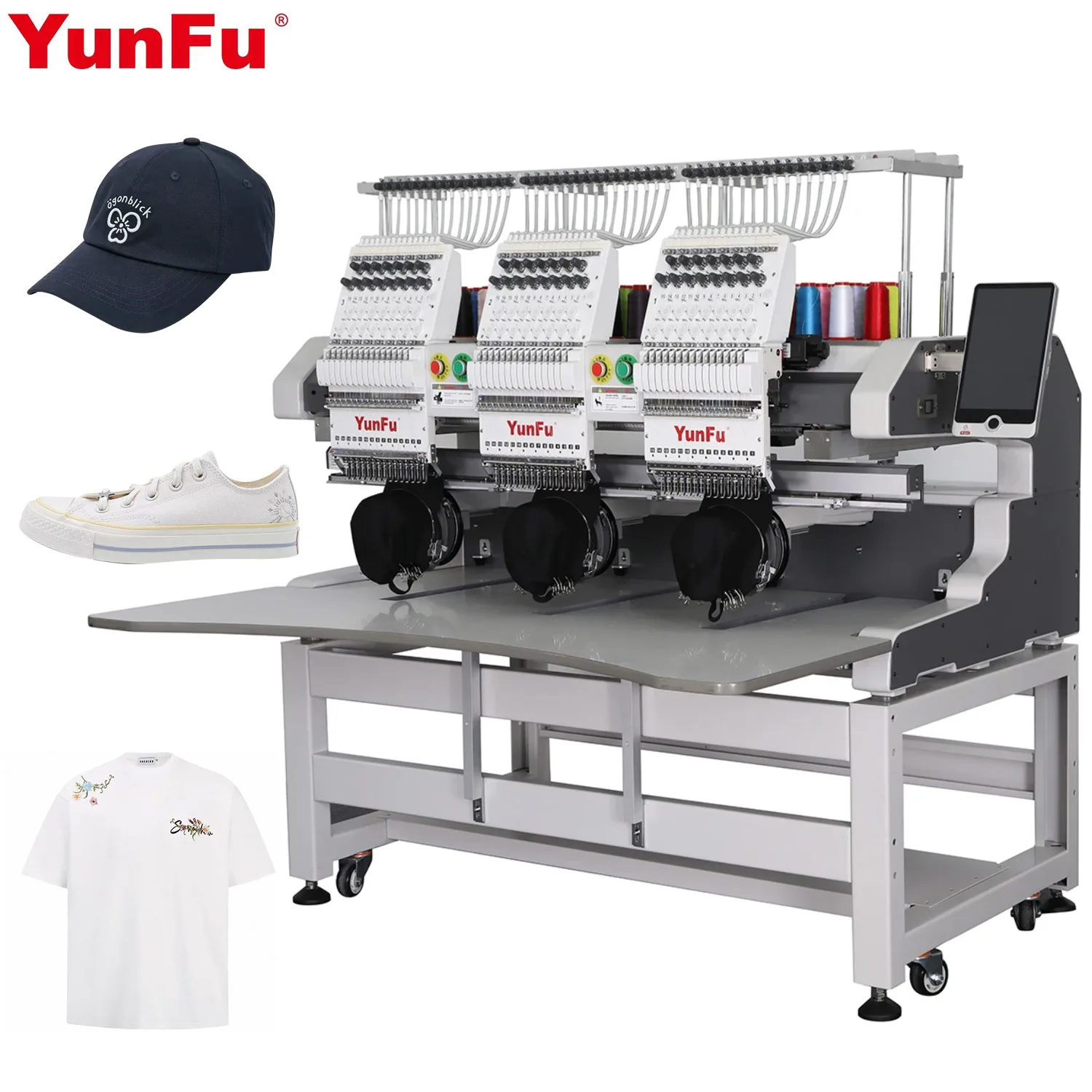 Industrial Embroidery Quilting Machine Bearing Core Components Computerized Operation Custom Worktable Size for Clothes Hats