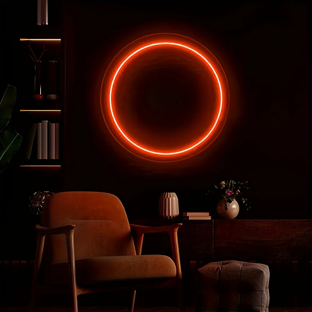 Afbeelding 6: Ronde LED-lampen, neonlampen, USB-aangedreven enkele wandlampen, geschikt voor decoratie in woonkamers, bars en kamers