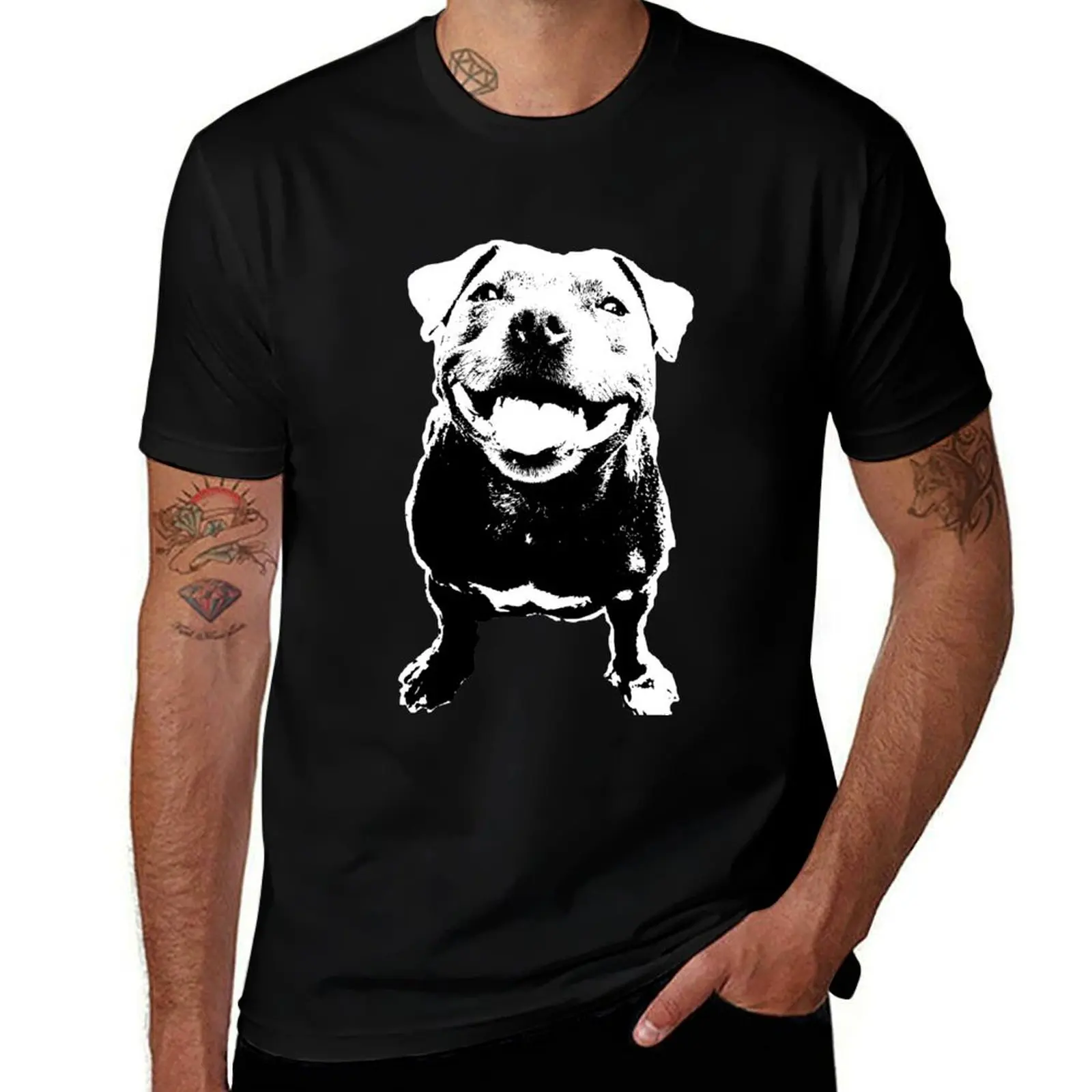 

Staffy PRICELESS Smile= T-Shirt Stylish Print Short Sleeve Tee