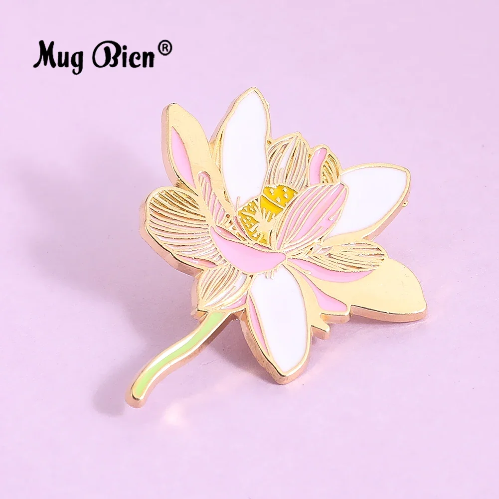 

1PC Chinese Style Enamel Lotus Plant Alloy Brooch Metal Elegant Women Blouse Suit Lapel Pin Decorative Accessories Gift Crafts