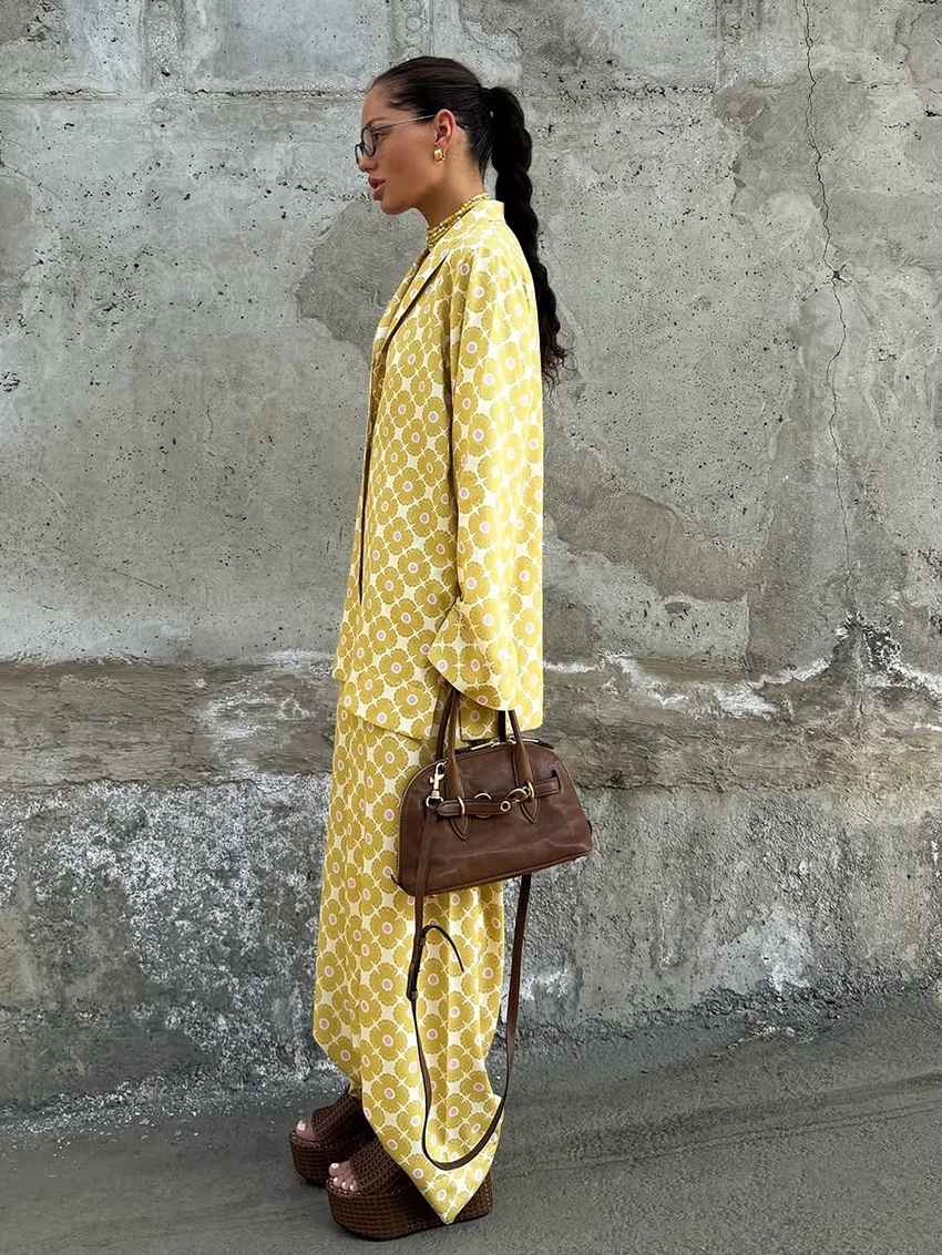 Marthaqiqi Autumn Ladies Nightgown 2 Piece Suit Turn-Down Collar Pajamas Long Sleeve Nightwear Pants Casual Female Sleepwear Set