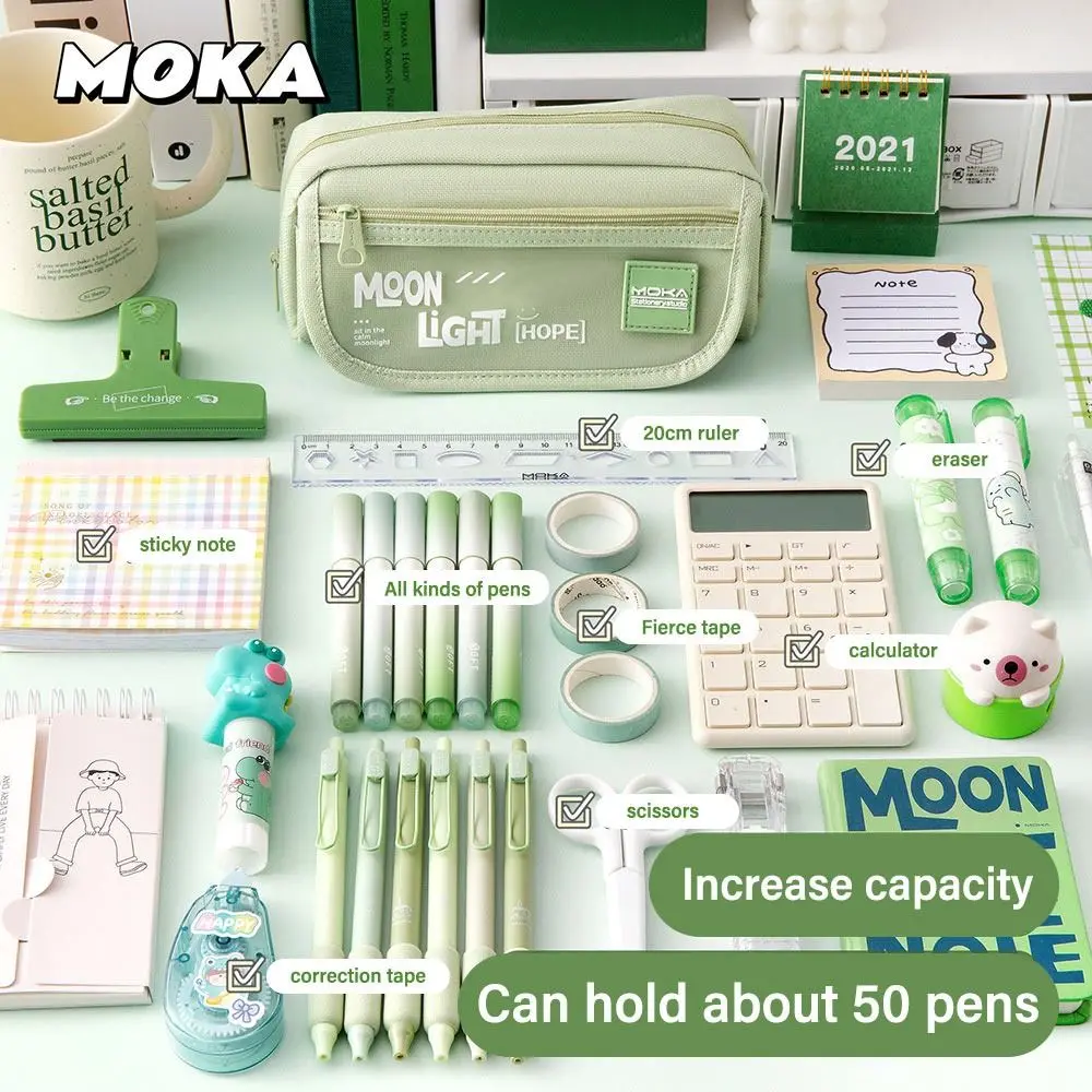 Multifunctional Multilayer Pen Bag Large-capacity Canvas Pen Box Dirt-resistant Stationery Bag Students