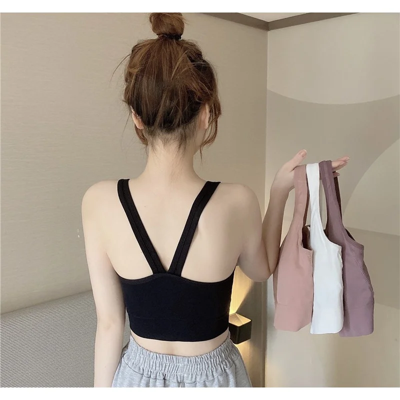 Cross Sling Beautiful Back Tube Top One-Piece Inner Anti-Exposure Thin Fixed Cup Outdoor All-Matching Breathable Chest Wrap for