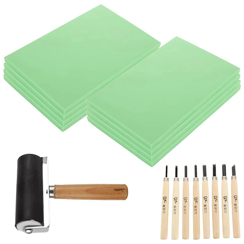 

17PCS Rubber Stamp Making Kit, 4X6 Inch Rubber Carving Block, Rubber Stamp Carving Blocks For Printmaking, DIY Crafts