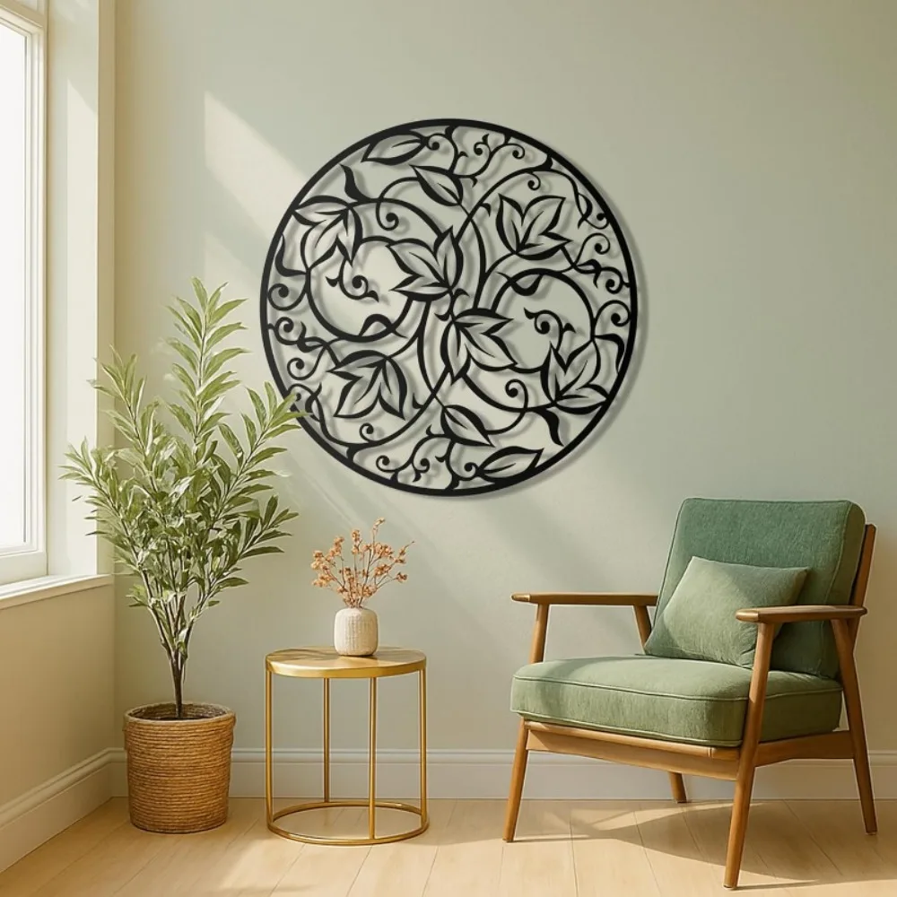 Iron Wall Art Leaf Mandala, Farmhouse Hook Decor for Living Room Bedroom Entryway Home Gift