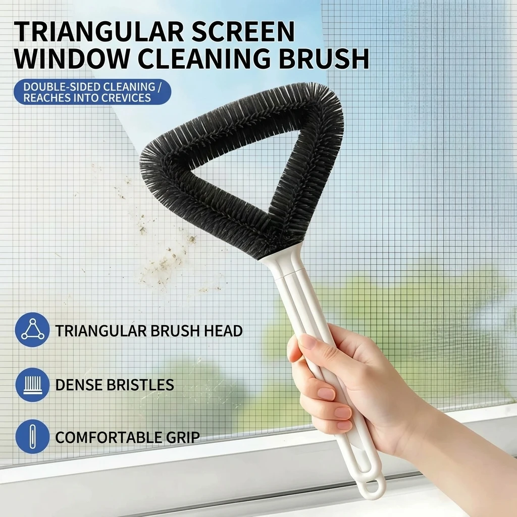 YGTITAN Triangle Window Screen Cleaning Brush, No-Disassembly Dual-Sided Scrub Tool for Gaps & Crevices, Wet Dry Use