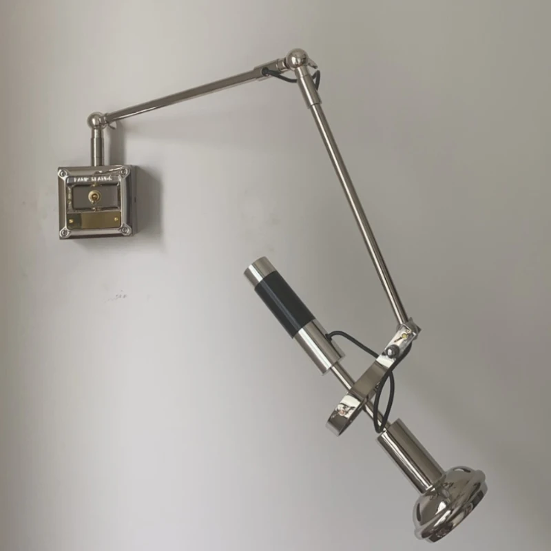 2026 Novelty Chrome Metal Wall Lamp With Switch New Style Rotatable GU10 Bulb Bedroom Reading Study Lighting Sconce