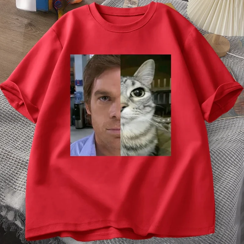 Dexter Morgan Cat T-shirts Grappige korte mouw O-hals T-shirt Unisex Streetwear Vrouwen Kleding Harajuku Gedrukt T-shirt Tops