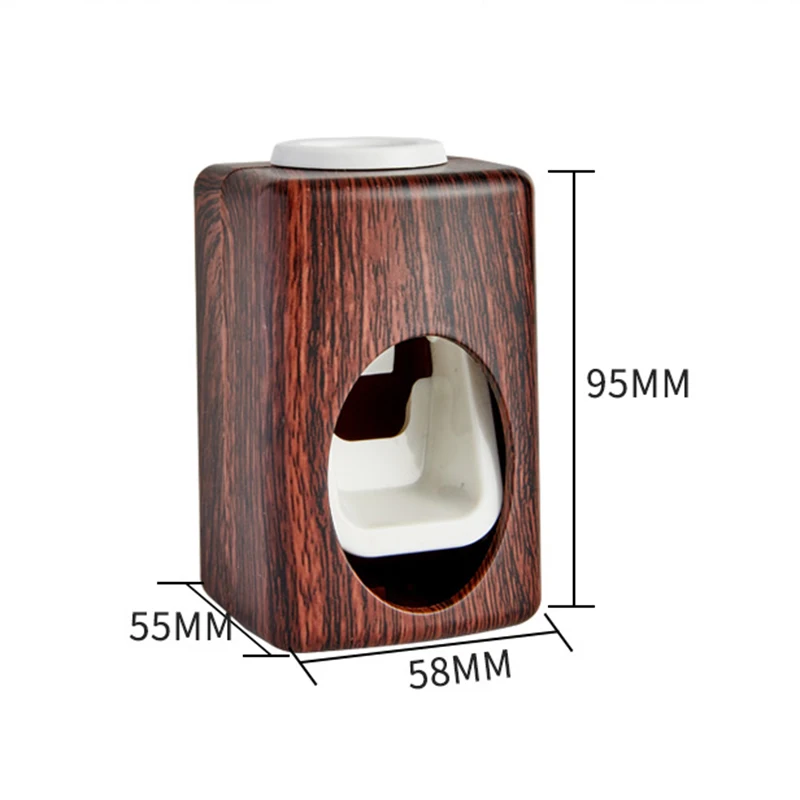 Wood Grain Wall-Mounted No-Punch Automatic Toothpaste Dispenser Toothpaste Frame Automatic Toothpaste Squeezer Household