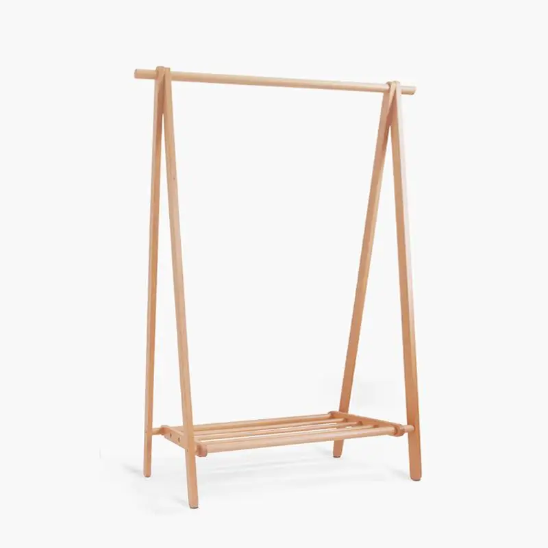 

120Cm Width Clothing Rack Coat Rack Nordic Solid Wood Floor Hanger Simple Japanese Beech Foldable Hanger Home Simple Bedroom