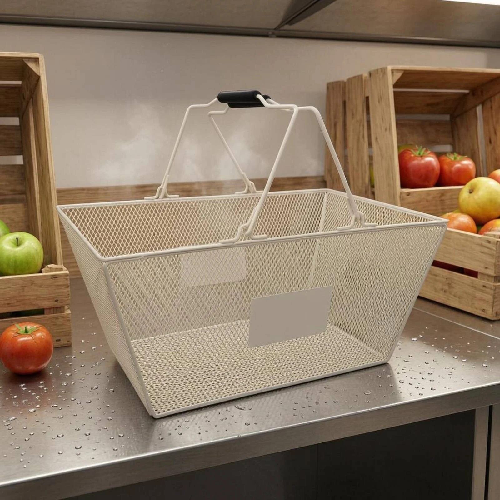 Metal Wire Mesh Basket Diamond-Pattern Wire Mesh Shopping Basket Store Supply Long-Lasting Commercial Use for Retail