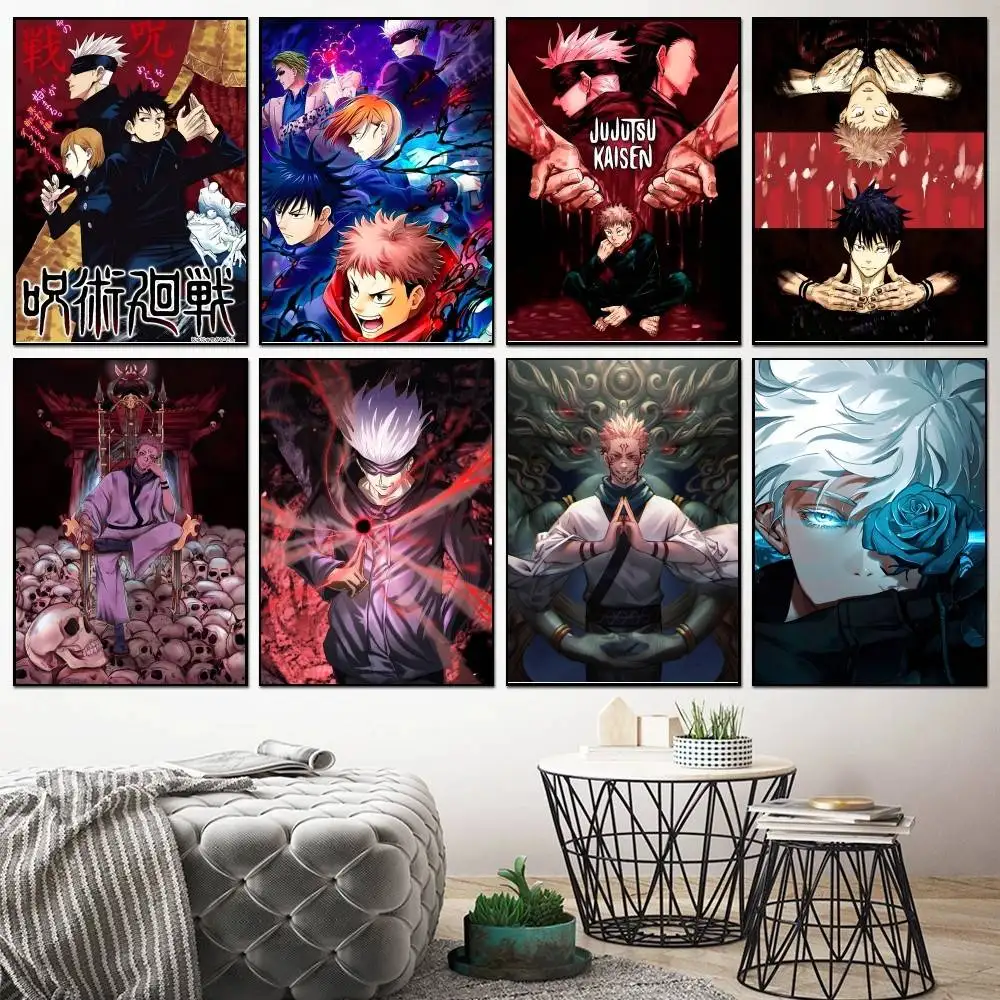 Jujutsu Kaisen أنيمي المشارك ذاتية اللصق الفن مقاوم للماء ورقة ملصق مقهى بار غرفة جدار ديكور