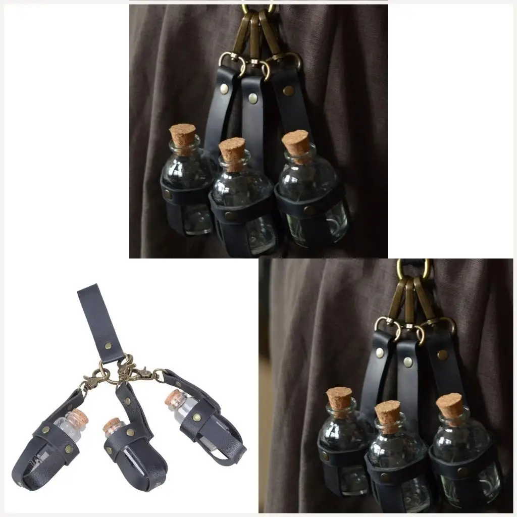 Garrafa poção com porta -vidro do assistente couro com rolhas vidro com rolhas cortiça